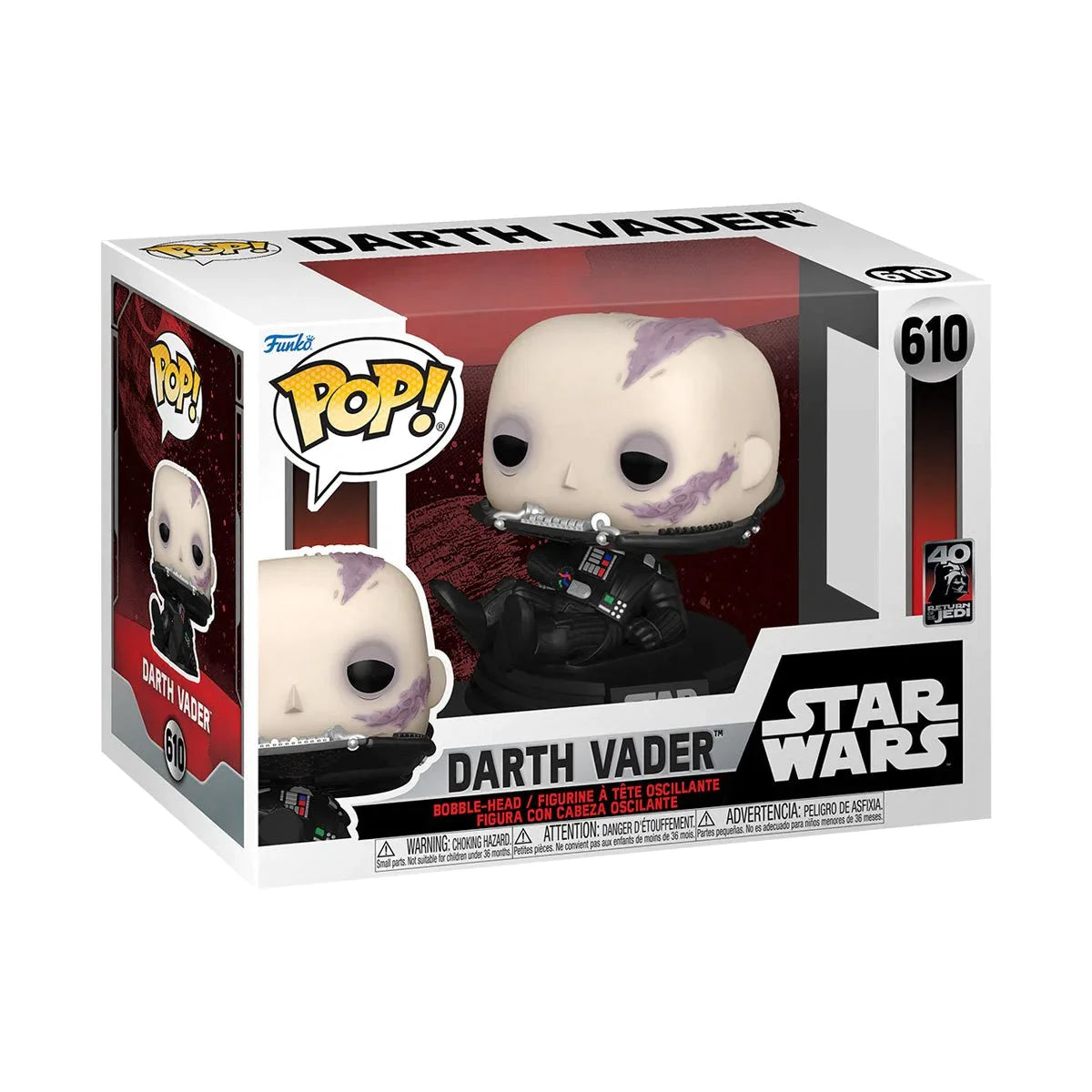 Funko Pop Star Wars: El Regreso del Jedi 40 Aniversario - Vader sin Mascara