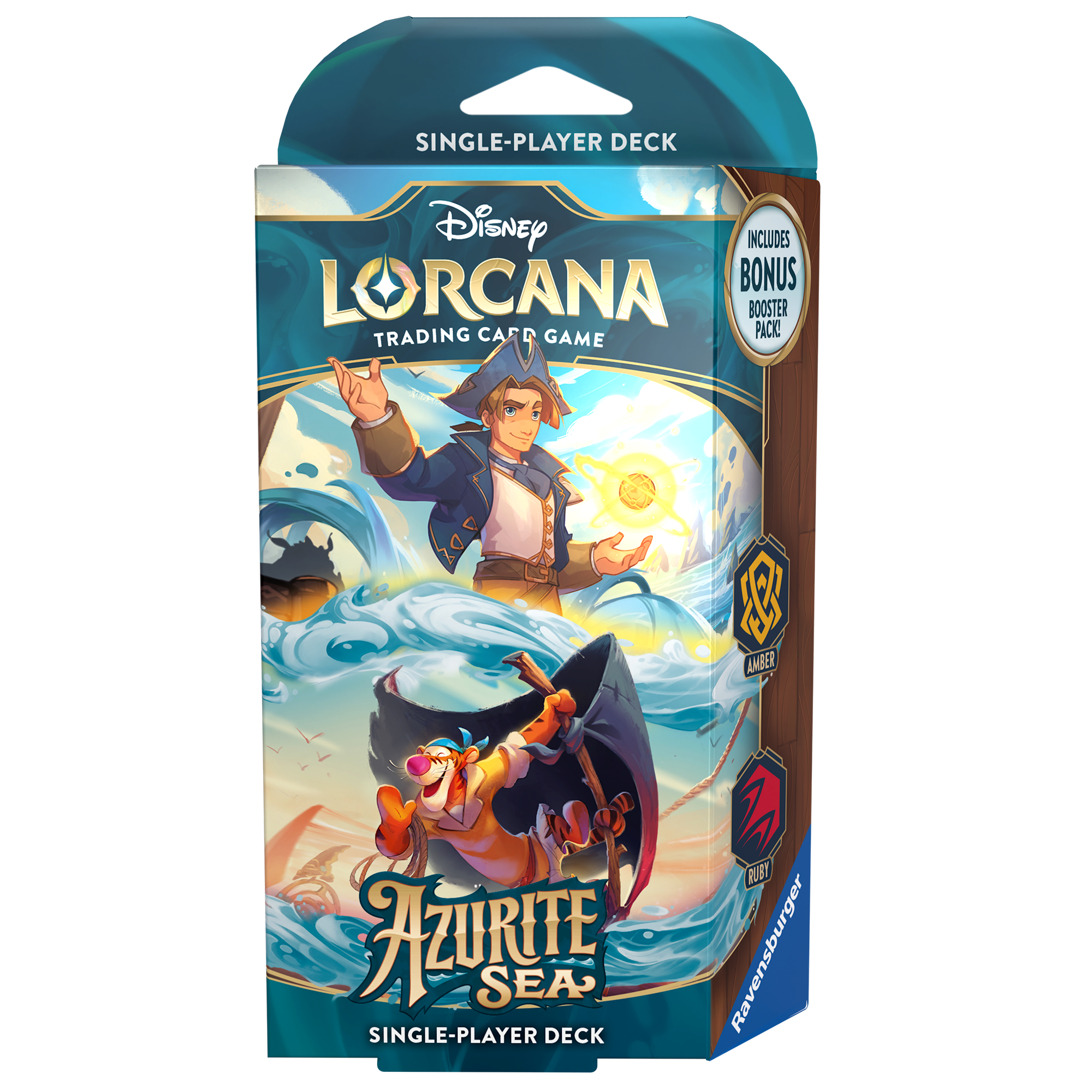 Lorcana Azurite Sea starter deck Ambar Rubí (amarillo rojo)