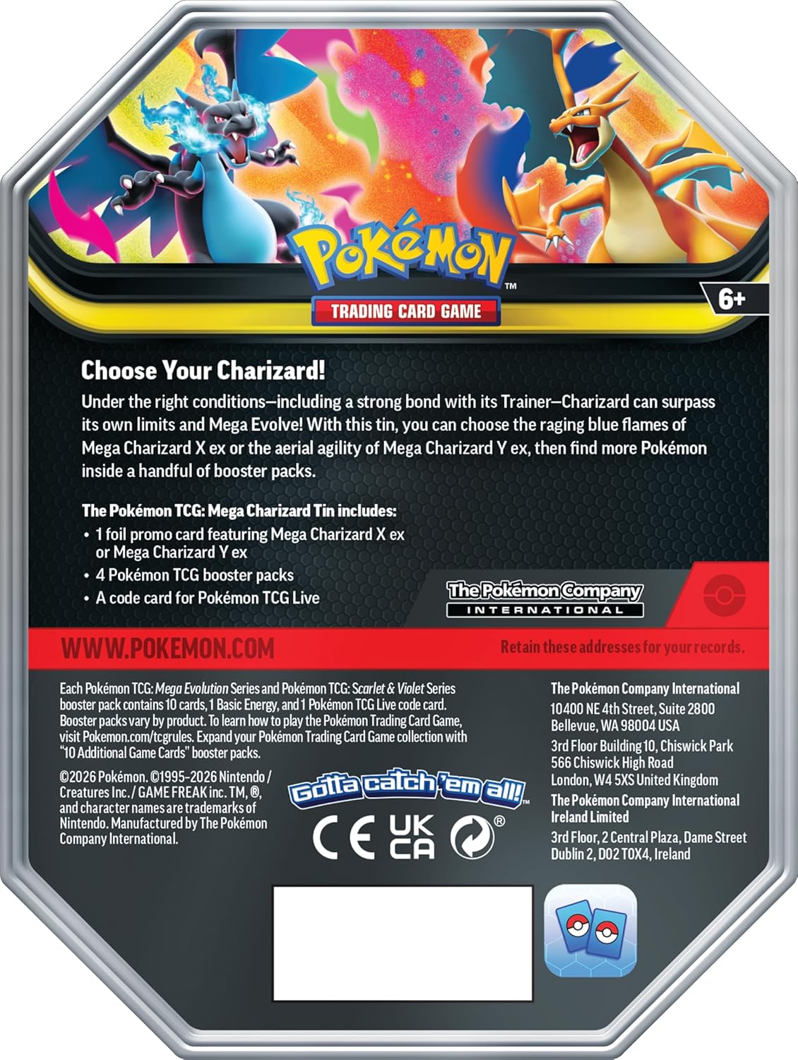 Pokémon TCG: Megaevolucion - Mega Charizard Tin en Inglés
