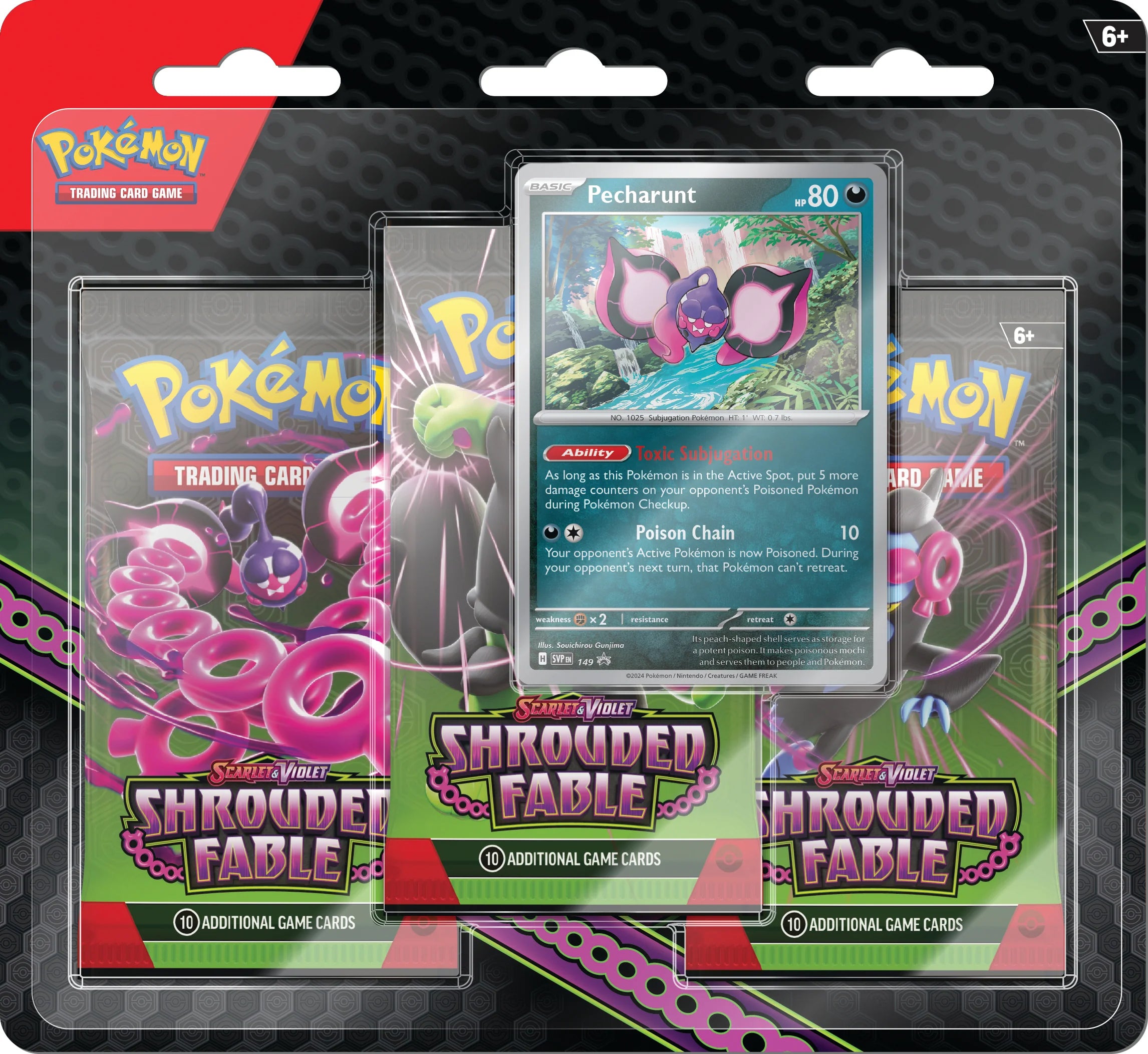 Pokemon TCG Scarlet & Violet: Shrouded Fable - 3 Pack Blister Pecharunt En Ingles